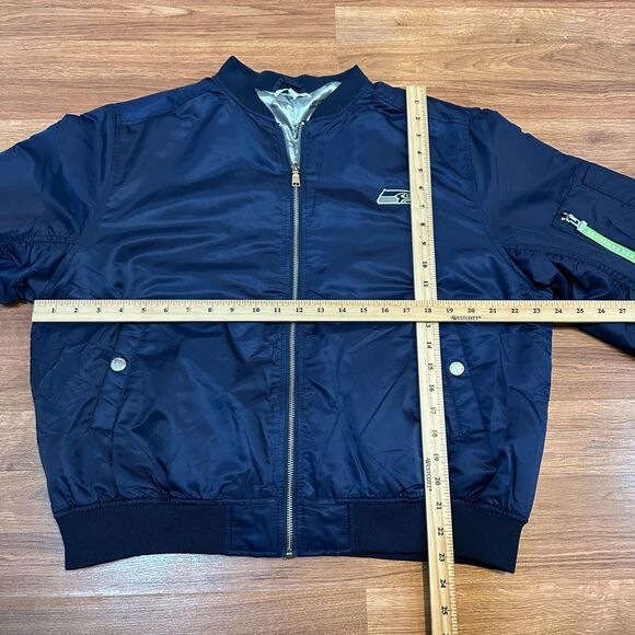 WEAR by Erin Andrews NFL Seattle Seahawks Full Zip Bomber Jacket Blue | Women Si - Picture 10 of 13